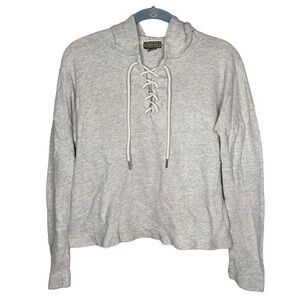 Point Sur J. crew hoodie sweatshirt gray long sleeve lace up women’s size xs